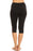 Black hi-rise Capri with a side crisscross strap cutout